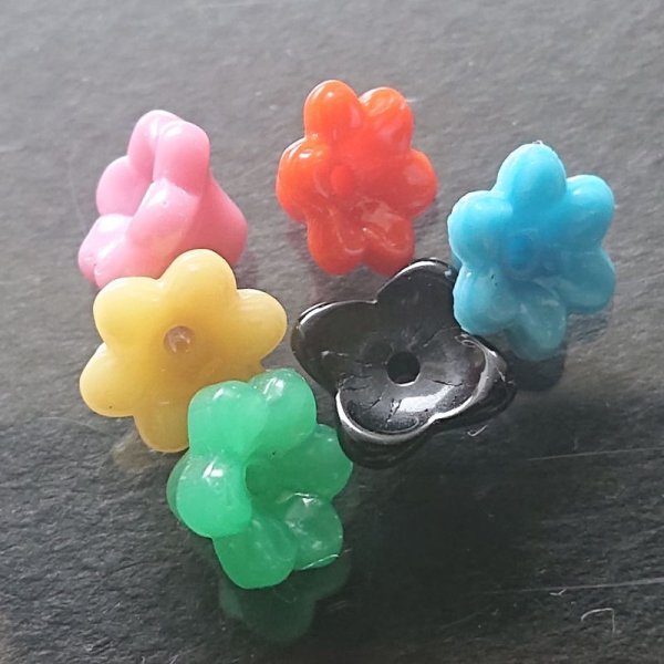 画像2: ジャパンヴィンテージガラス花型ビーズ　 (2)