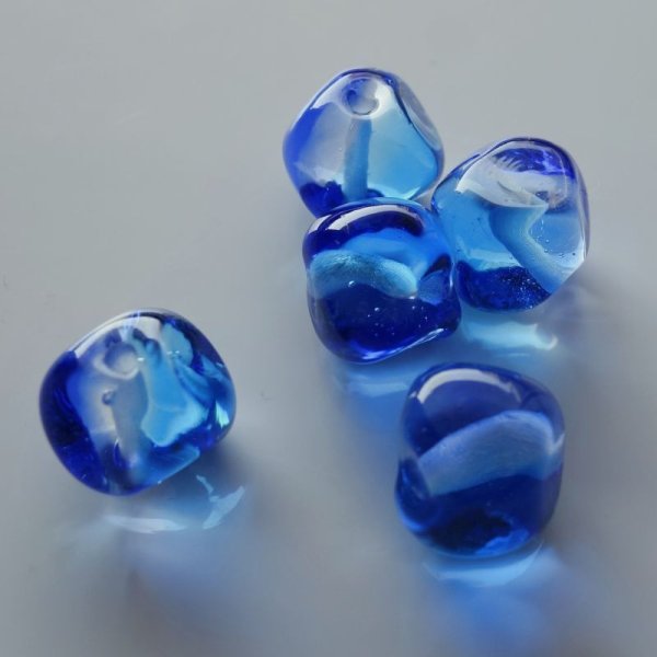 画像2: 手作りベネチアンビーズ　ブルーmix (2)