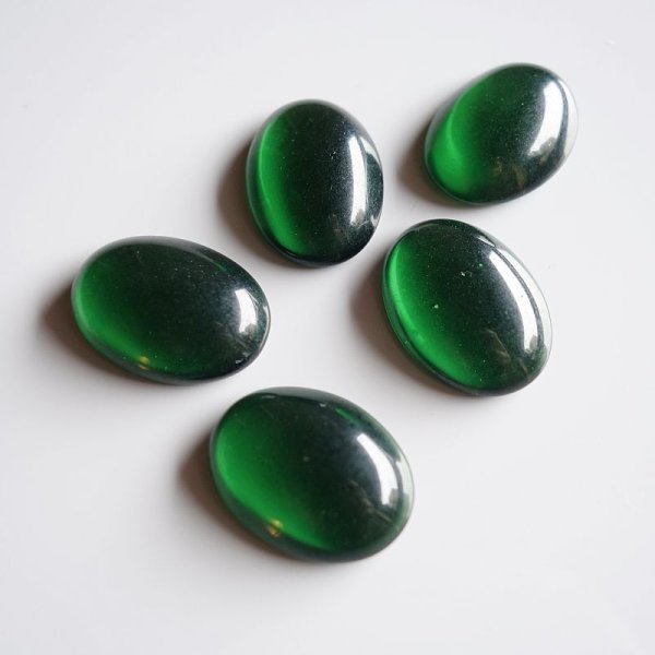 画像2: ジャパンヴィンテージ　オーバルカボション　ナギット　グリーン　18×25mm (2)