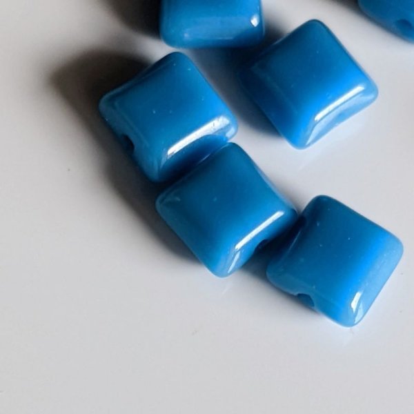 画像4: ジャパンヴィンテージビーズ　正方形　ブルー　10個 (4)