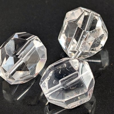 画像1: 天然水晶 20面カットビーズ 16×14mm 2粒セット